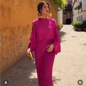 Zara oversized Pink Cold-Shoulder kimono flowy Dress
